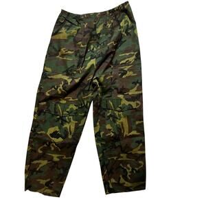 Handmade Camo Cargo Pants Raw Hem Lightweight Streetwear Utility Y2K Trend 32x26